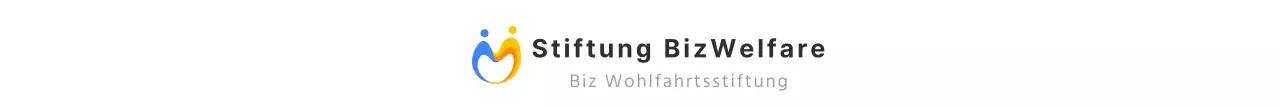 Einfache gelbe und blaue Logo Wohlfahrt Stiftung Handschrift