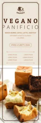 Menu di dessert della pasticceria vegana con enfasi di immagine beige