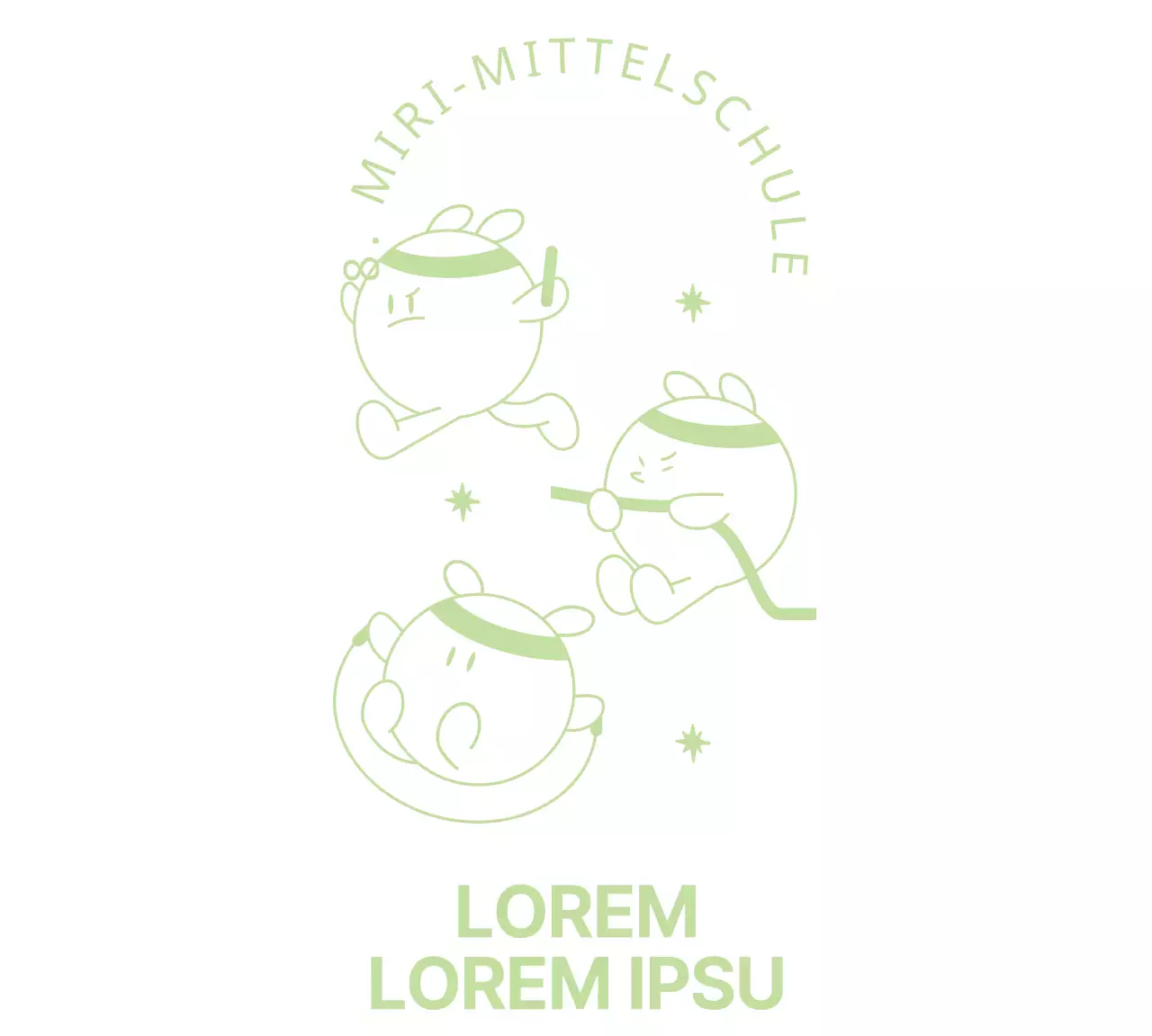 Sportliche Erinnerungsstücke für die Mittelstufe mit niedlichen, sportlichen Figuren in Lindgrün.