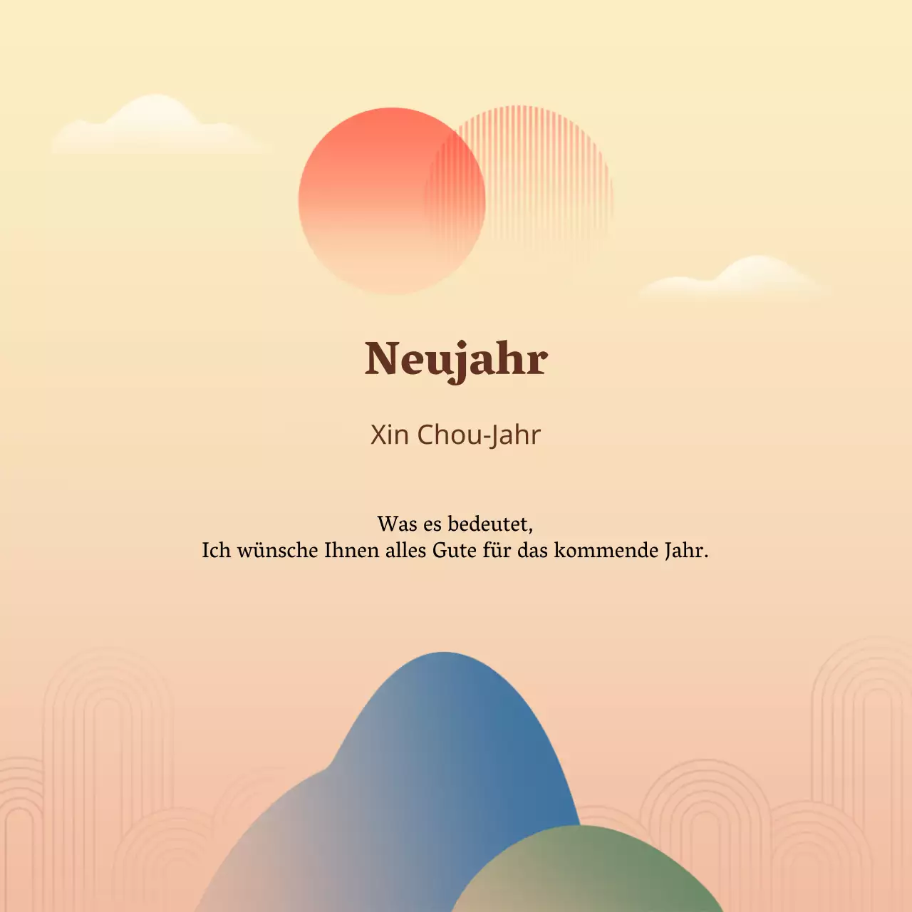 Neujahrsplakat für soziale Medien mit einem hellrosa Hintergrund