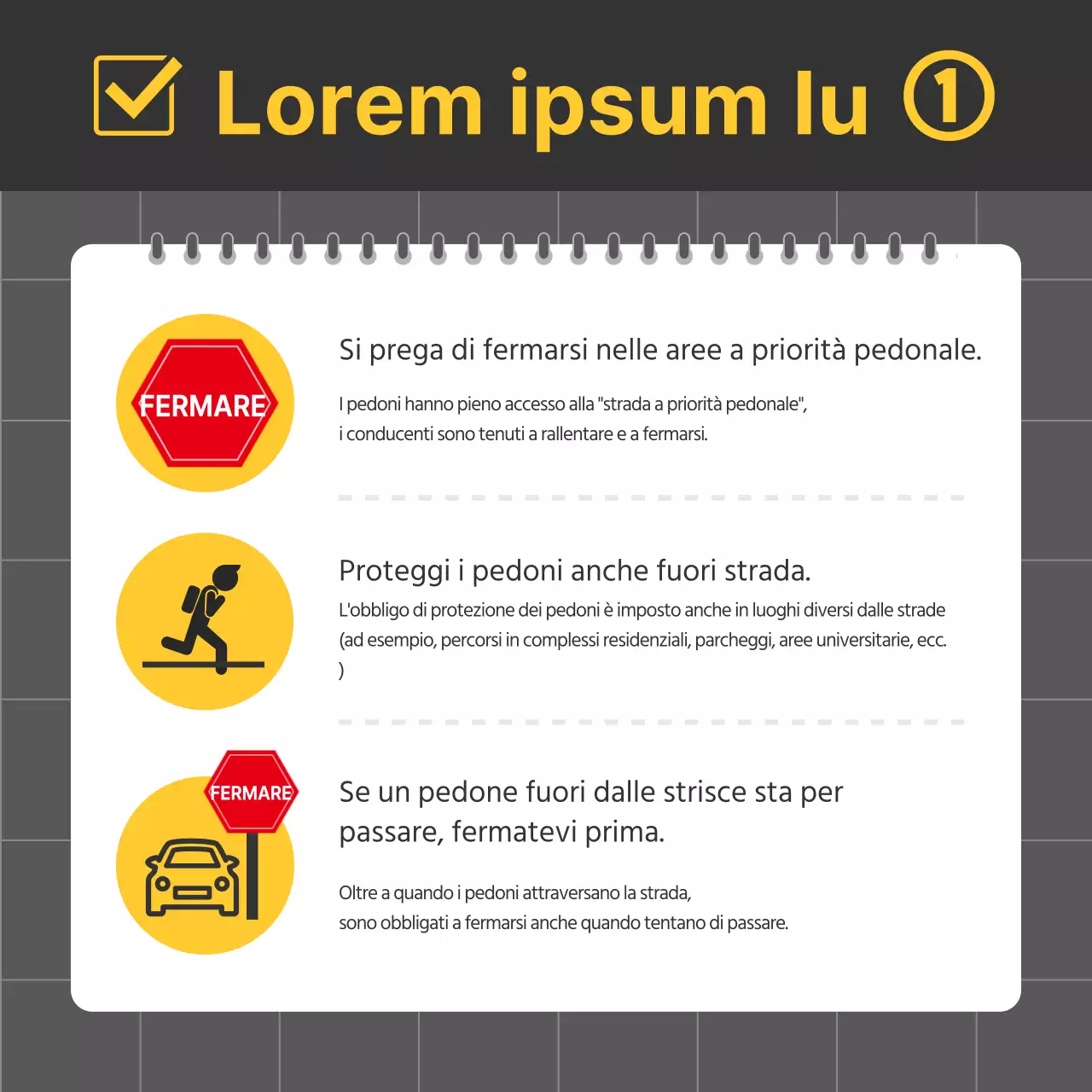 Modifiche d'impatto al codice della strada in giallo e nero