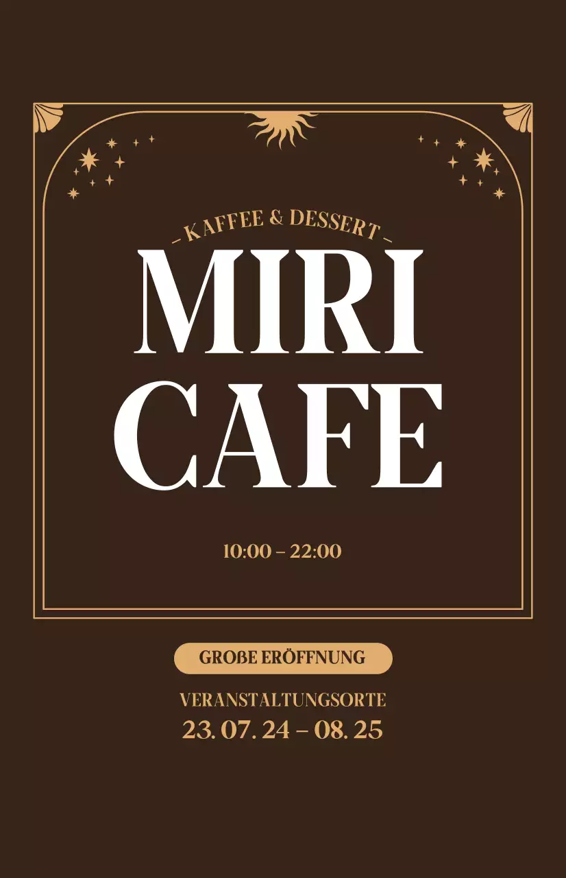 Werben Sie für einen Café-Eröffnungsrabatt mit einer beigen Stimmung auf braunem Hintergrund