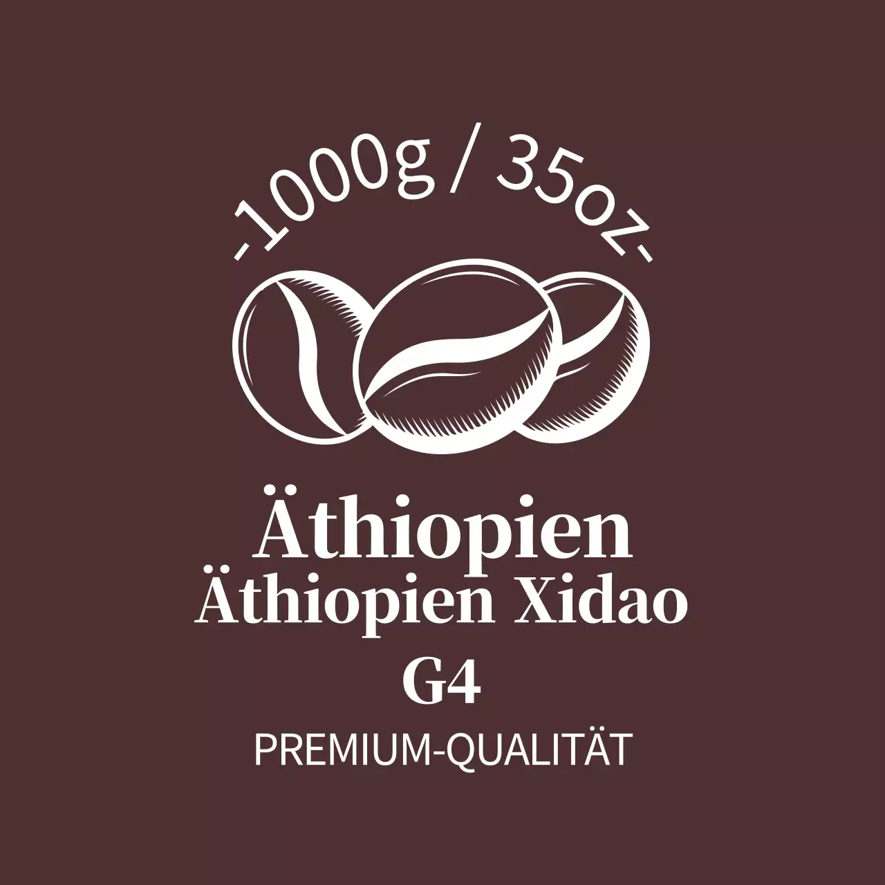 Gepflegtes Kaffeebohnen-Etikett mit brauner Illustration