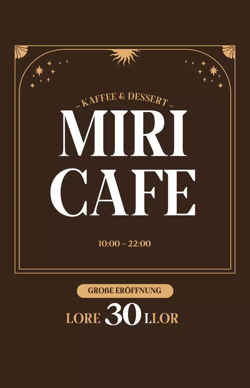 Werben Sie für einen Café-Eröffnungsrabatt mit einer beigen Stimmung auf braunem Hintergrund