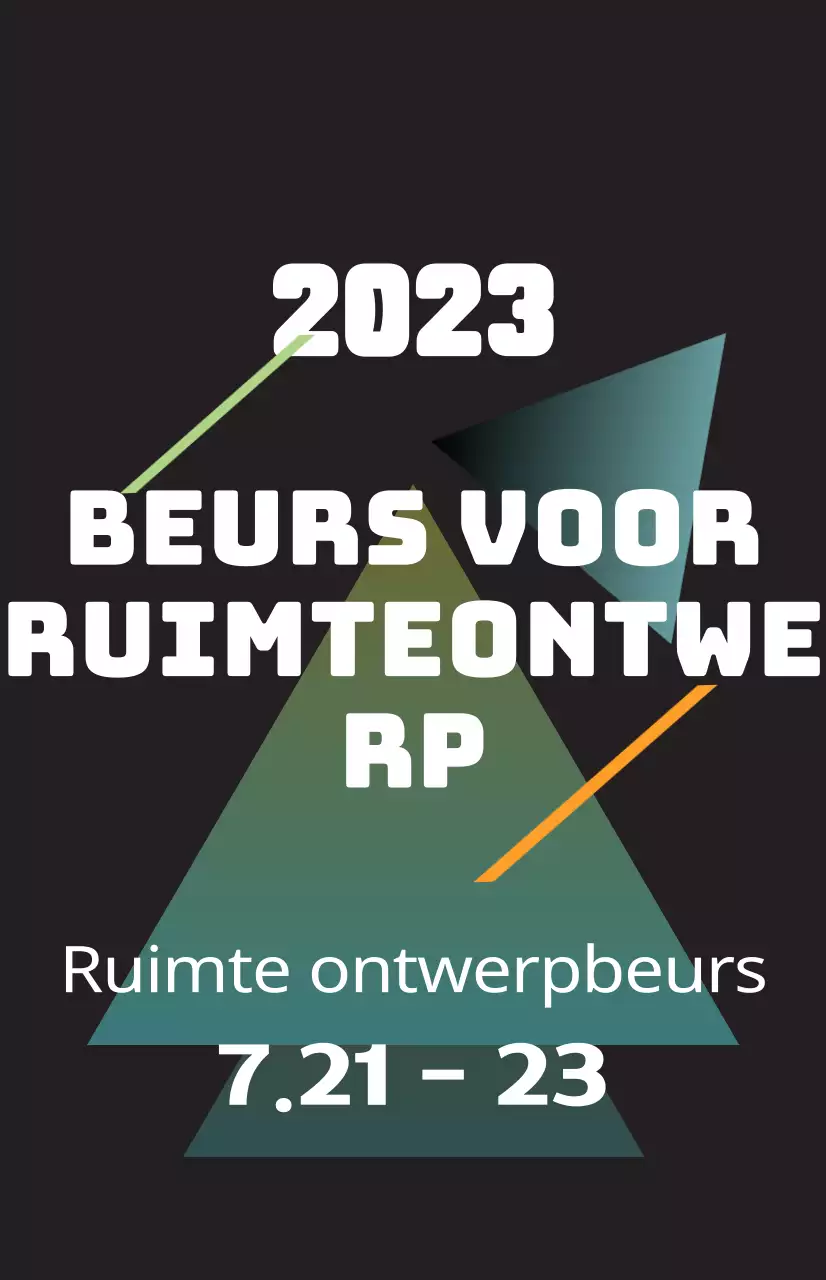 Bevorder een ruimtelijke ontwerpbeurs met kleurrijke illustraties van vormen en tekst.