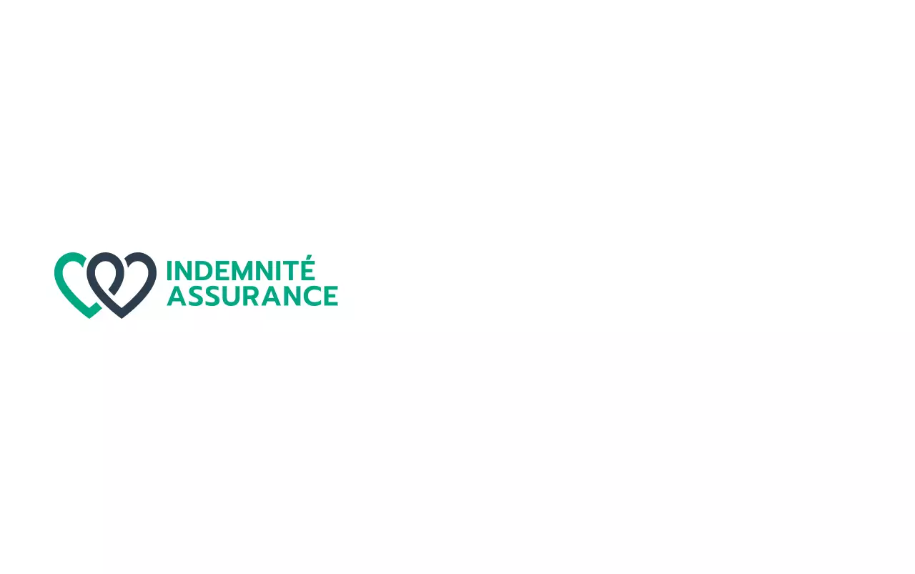 Pour une promotion d'assurance avec un symbole en forme de cœur en turquoise et gris foncé.