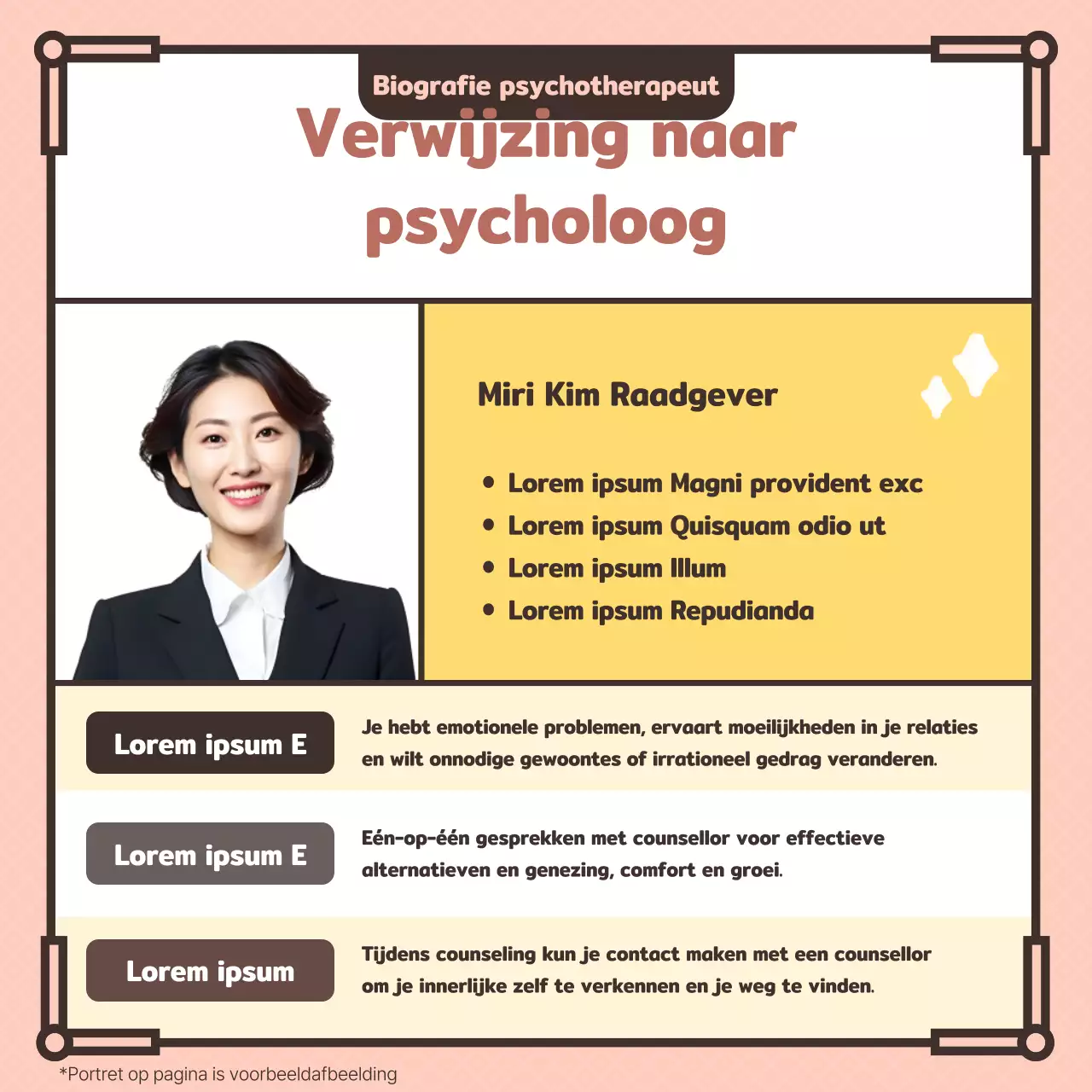 Roze pastelillustratie ter promotie van een psychologisch adviescentrum