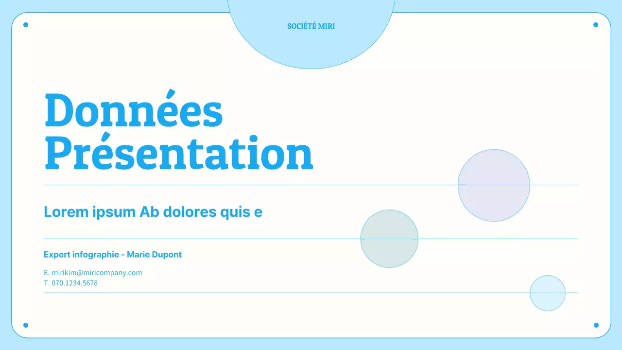 Graphiques et infographies avec des cercles dans des tons bleus pastel