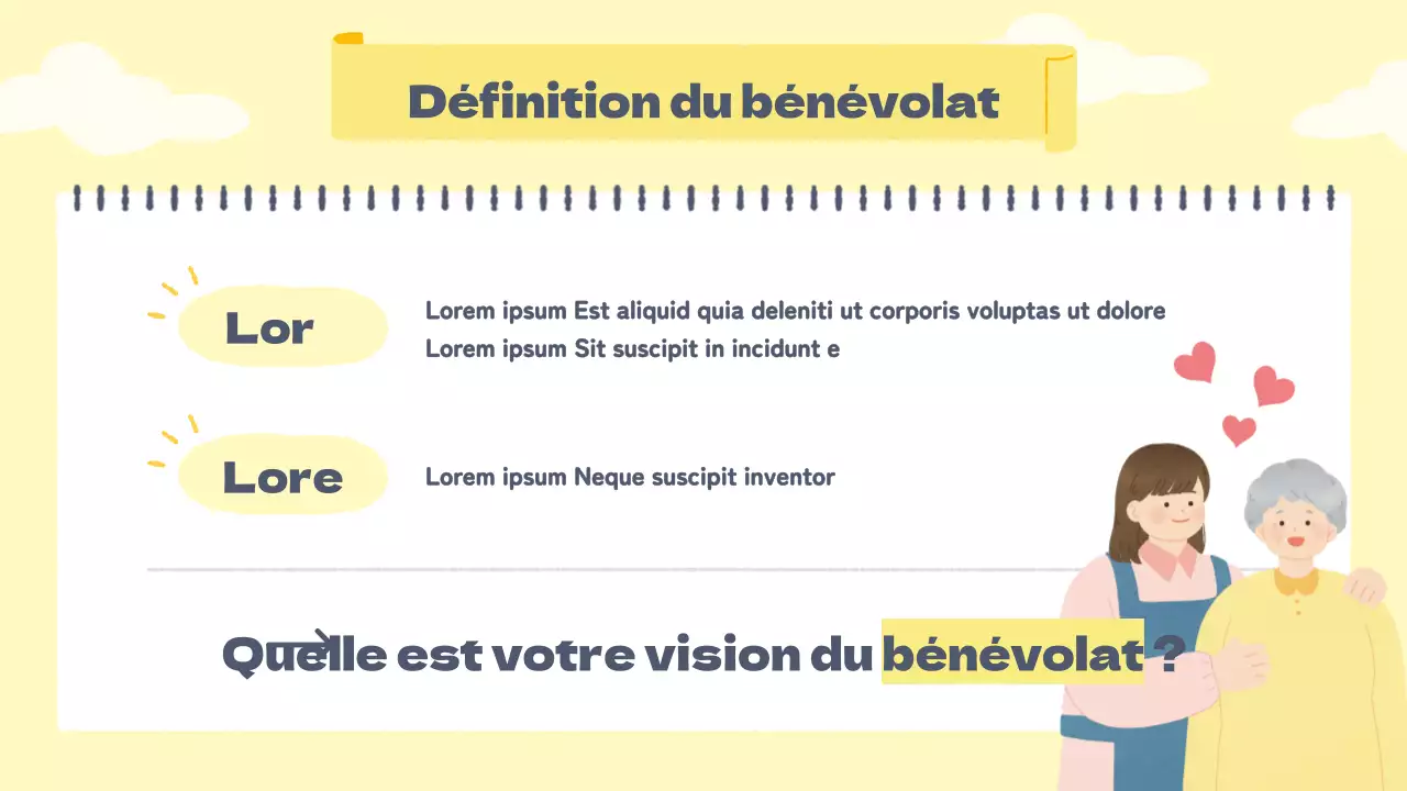 Documents à l'intention des volontaires dans des tons jaunes chauds