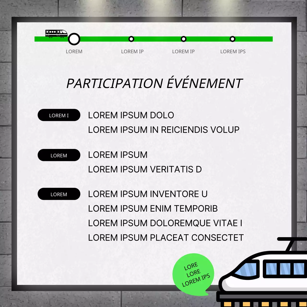 Publicité pour le métro, événement photo avec concept de panneau d'affichage vert