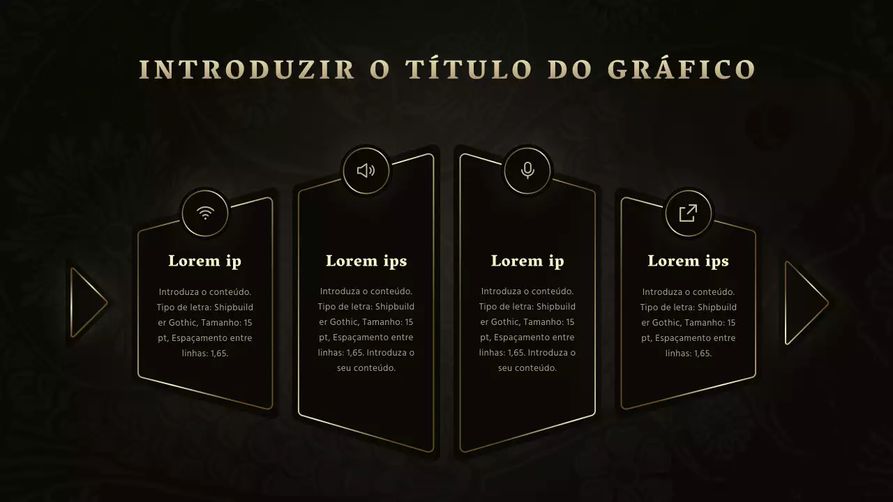 Gráfico Fishbone Gourmet Jean Concept em preto e dourado