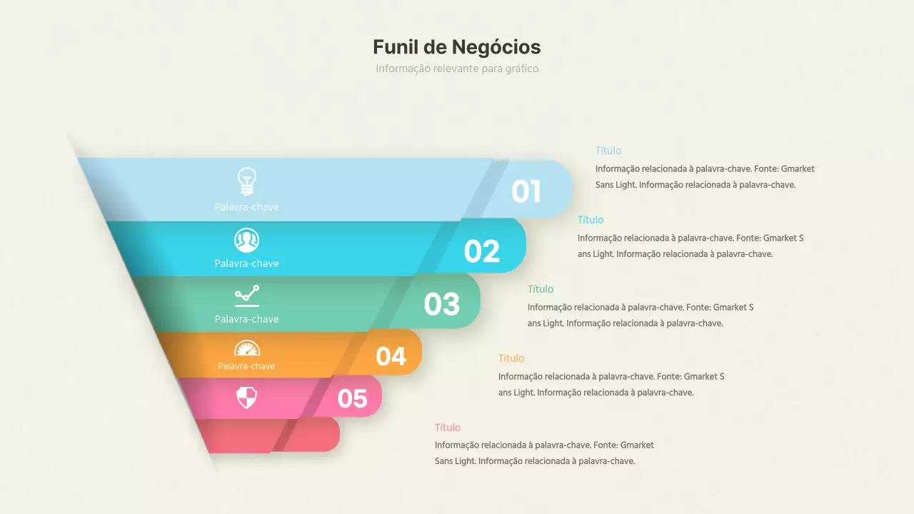Funil de conceito tridimensional em papel multicolorido