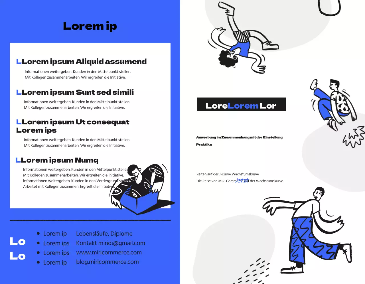 Ein Willkommenspaket zur Erinnerung an Ihr berufsbezogenes Praktikum mit einer blau-schwarzen menschlichen Illustration.