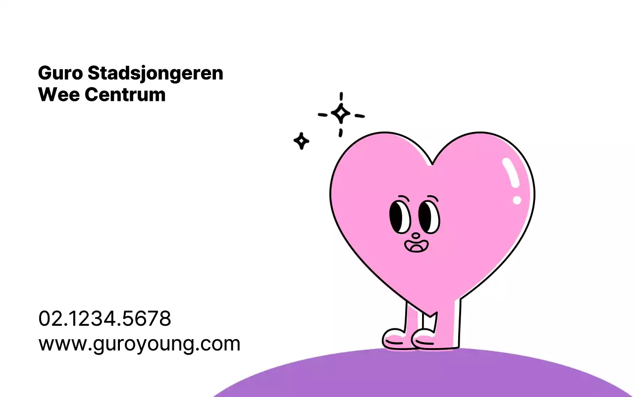 Openbaar jeugdcentrum met schattige hartvormige letters in roze en paars