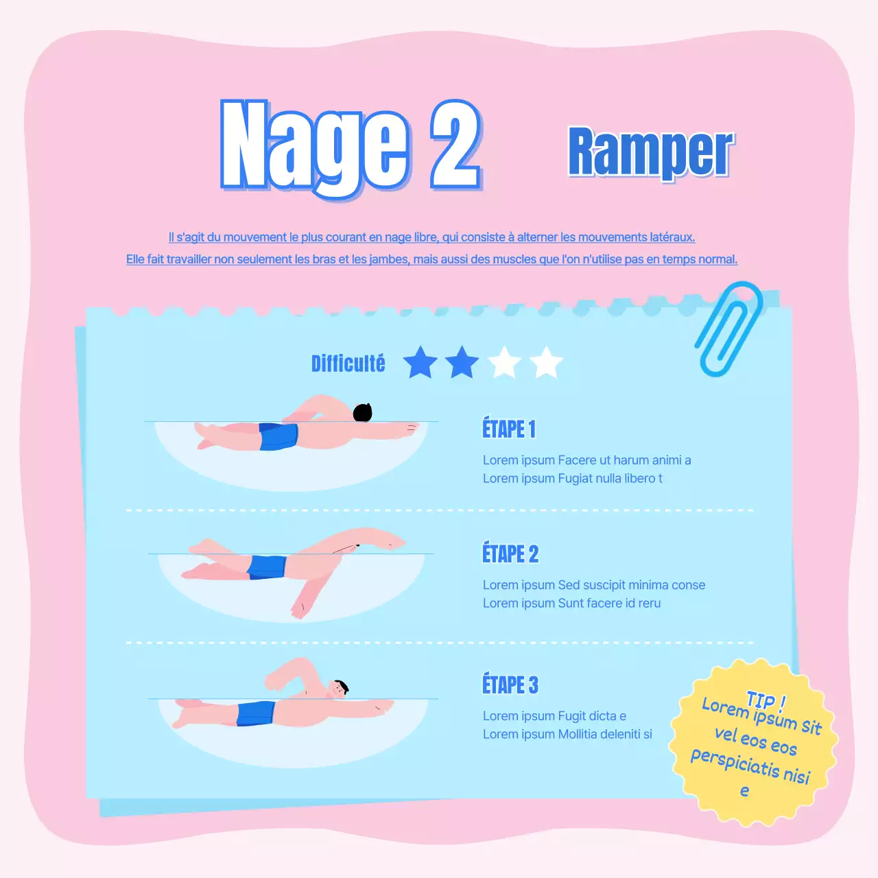 Natation des enfants en rose et bleu clair CardNews