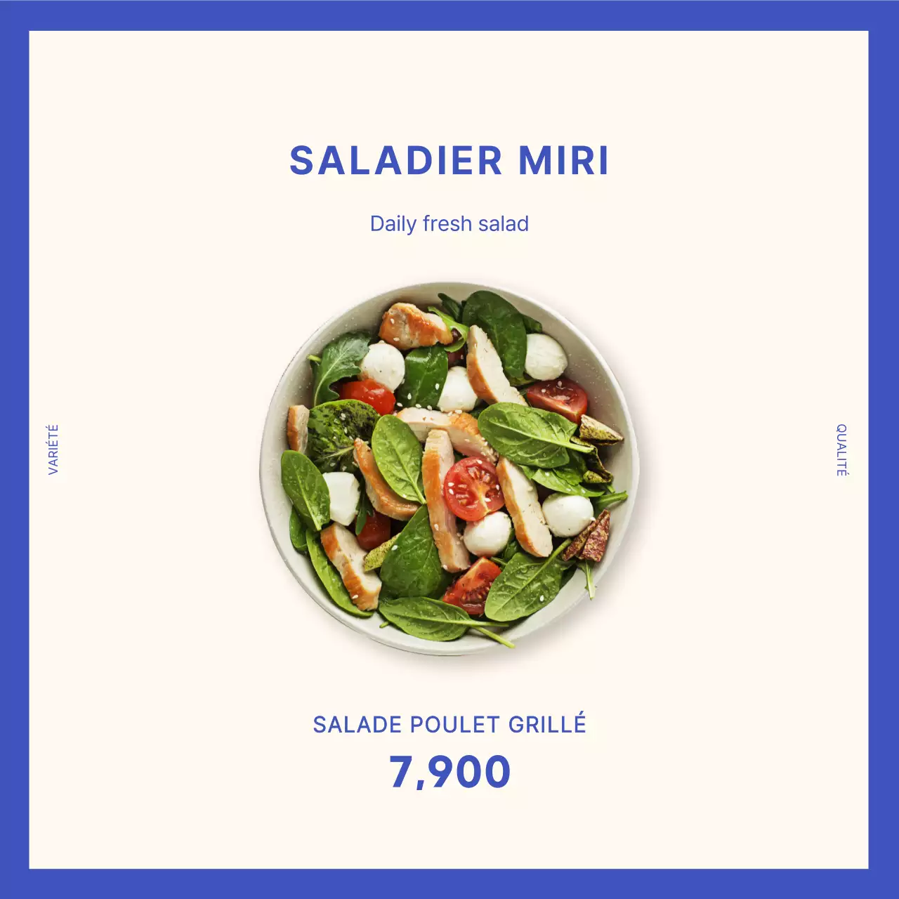 Carrés de salade bleus
