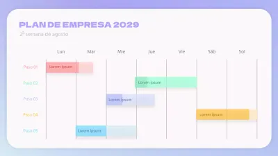 Diagrama de Gantt de empresa con degradado púrpura
