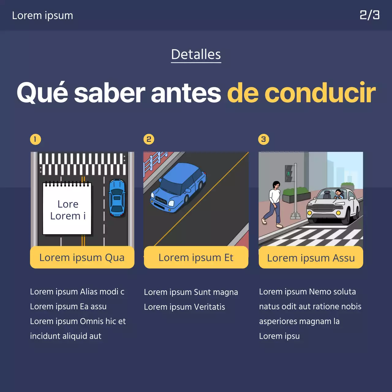 Promociona tu autoescuela con esta bonita pancarta azul marino y amarilla de la Ley de Tráfico.