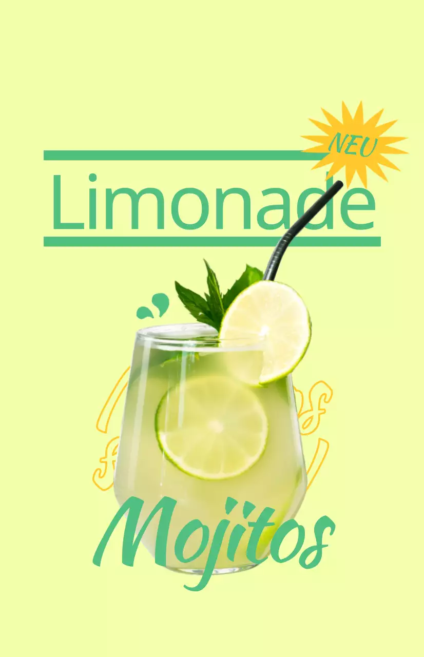 Bewerben Sie Ihr Café-Menü mit farbenfrohen, illustrierten Getränkebildern und Texten