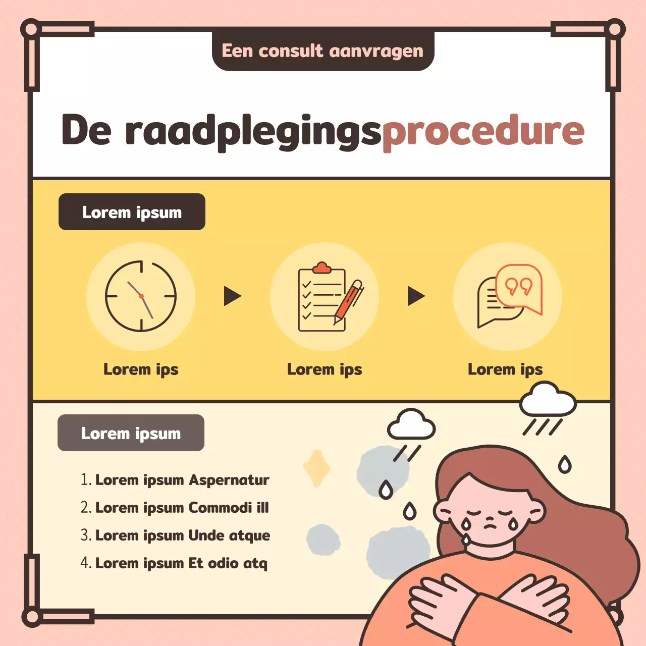 Roze pastelillustratie ter promotie van een psychologisch adviescentrum