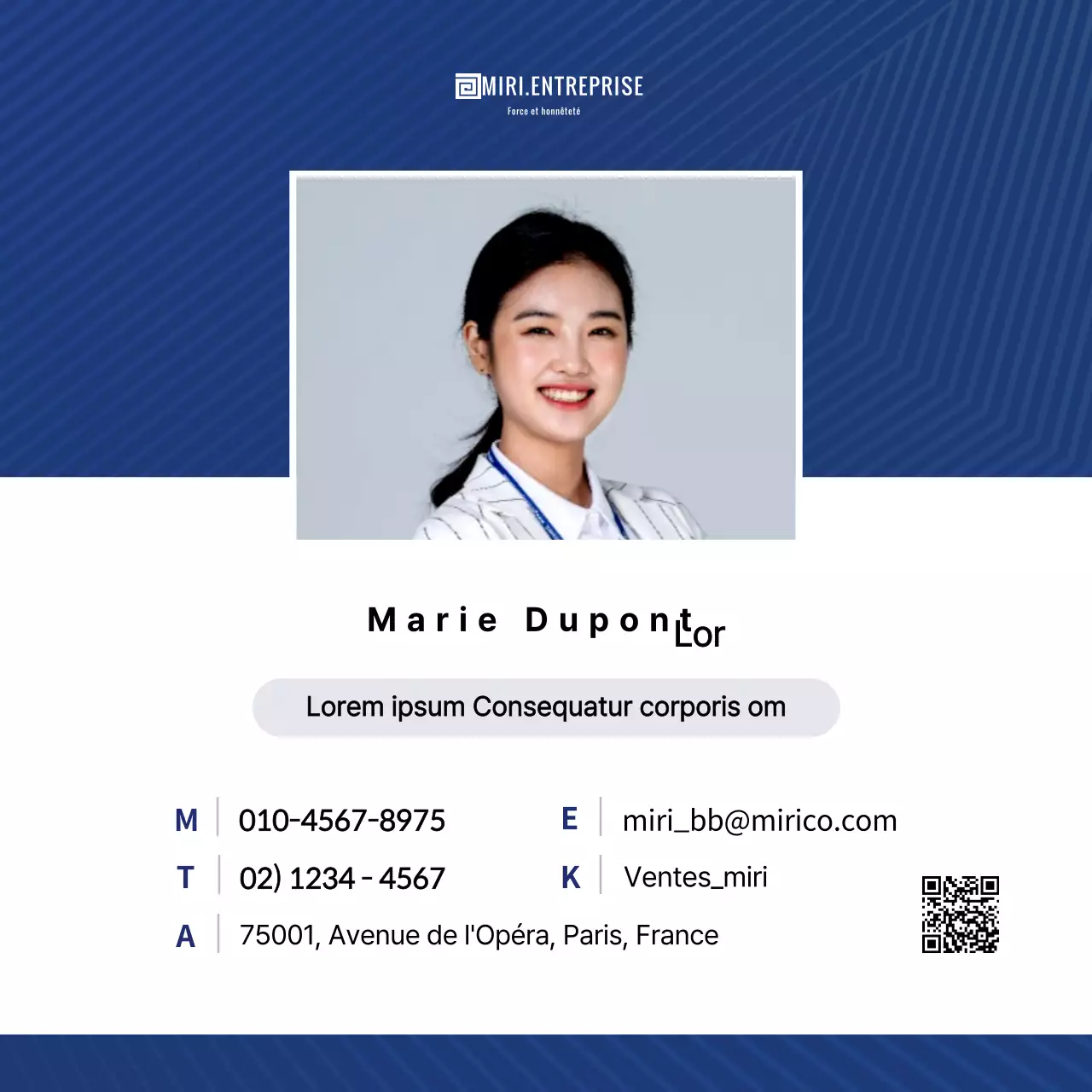 Profil conceptuel à motif simple en bleu marine