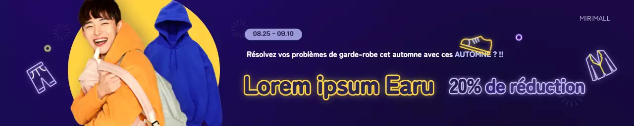 Concept de promotion de vêtements jaune fluo et bleu