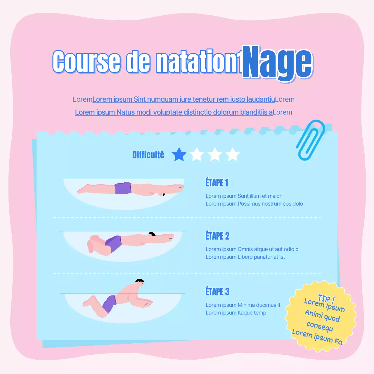 Natation des enfants en rose et bleu clair CardNews