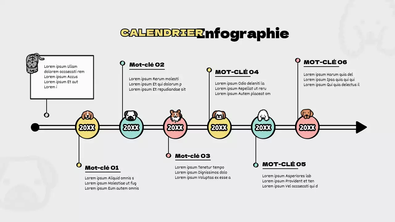 Timeline conceptuelle d'animaux pastel et mignons