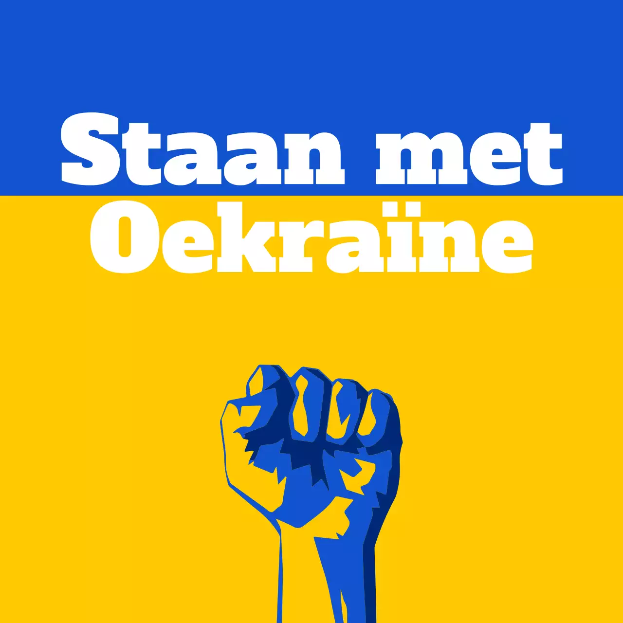 Slogan tegen de oorlog in Oekraïne in blauw en geel