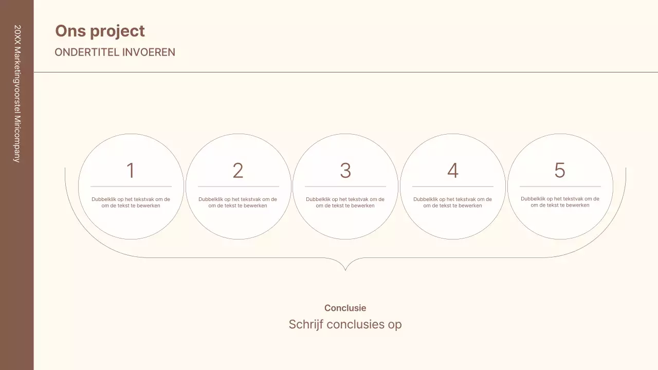 Een zakelijke conceptkit met minimalistische en eenvoudige lijnen in bruin.