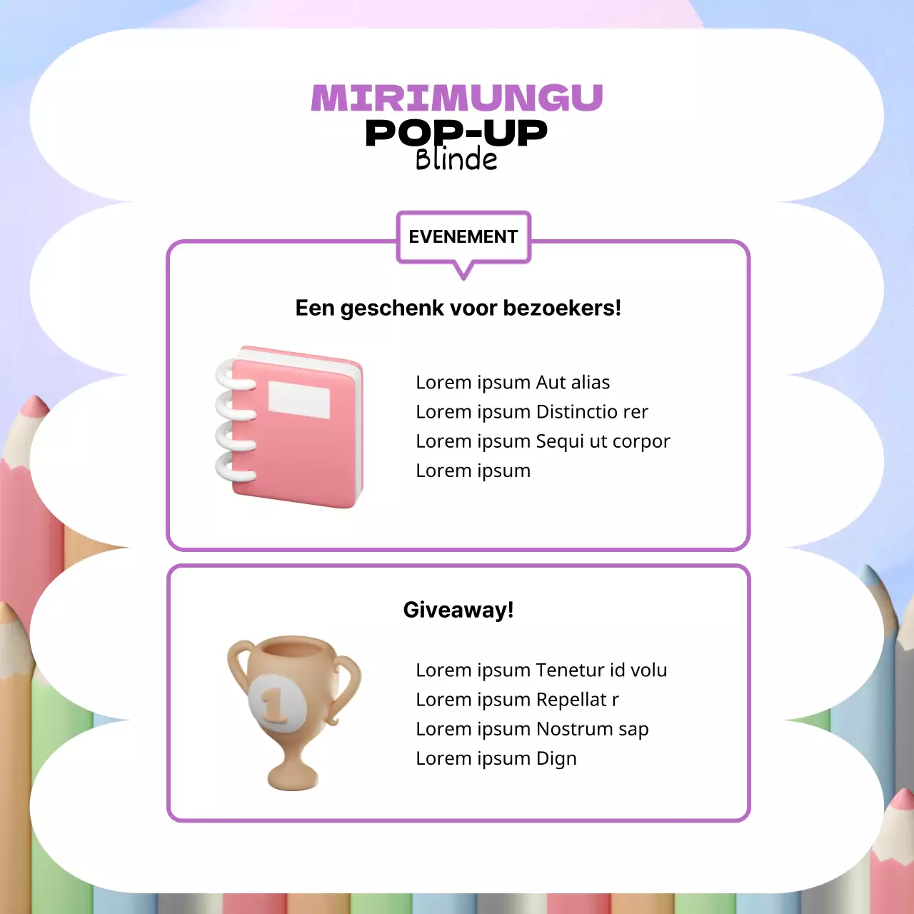 Promoot een paarse 3D pop-up winkel