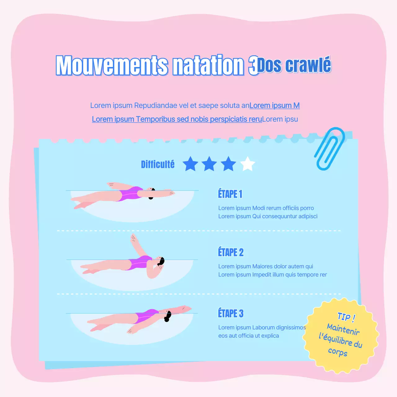 Natation des enfants en rose et bleu clair CardNews