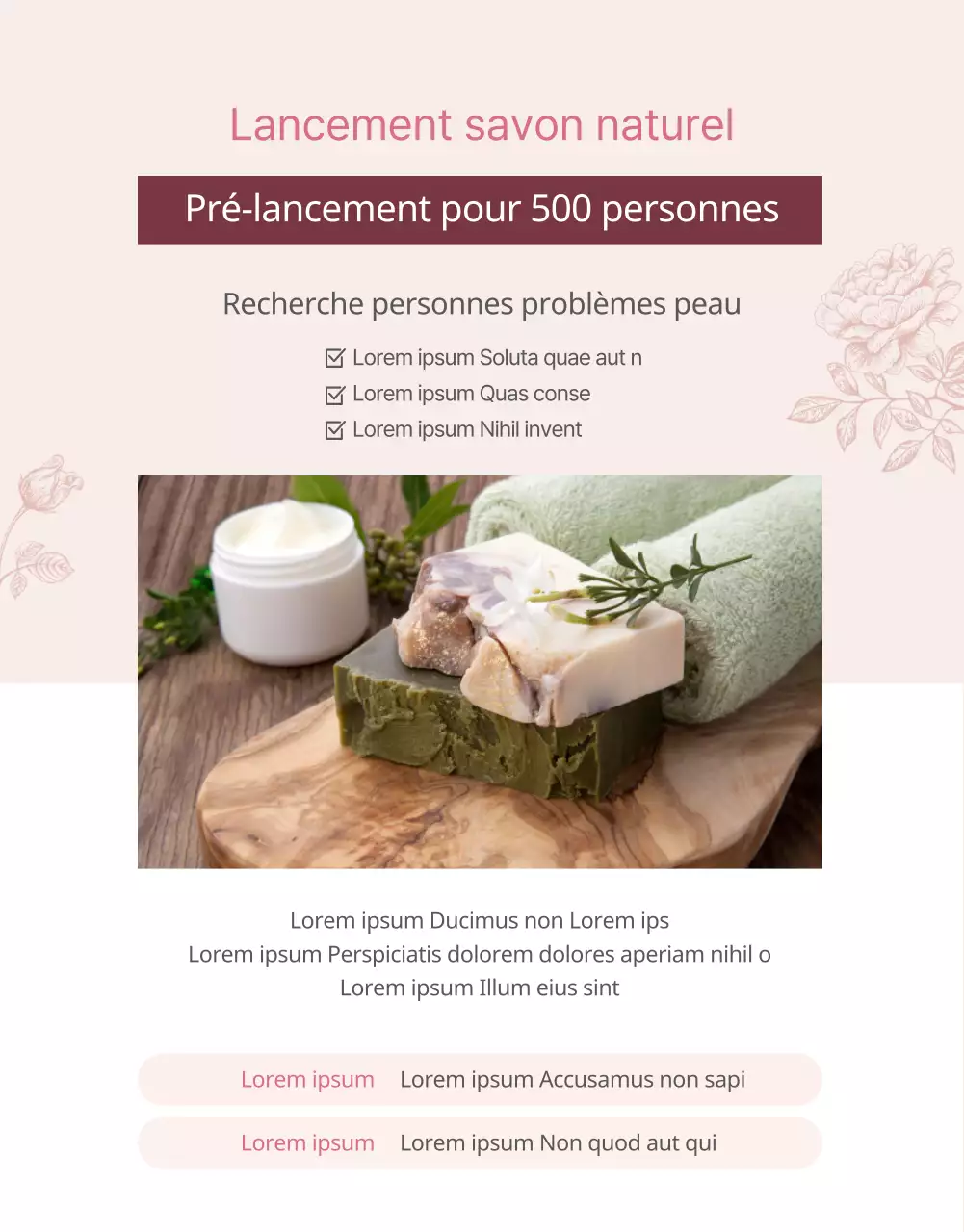 Savon minéral nettoyant naturel rose clair