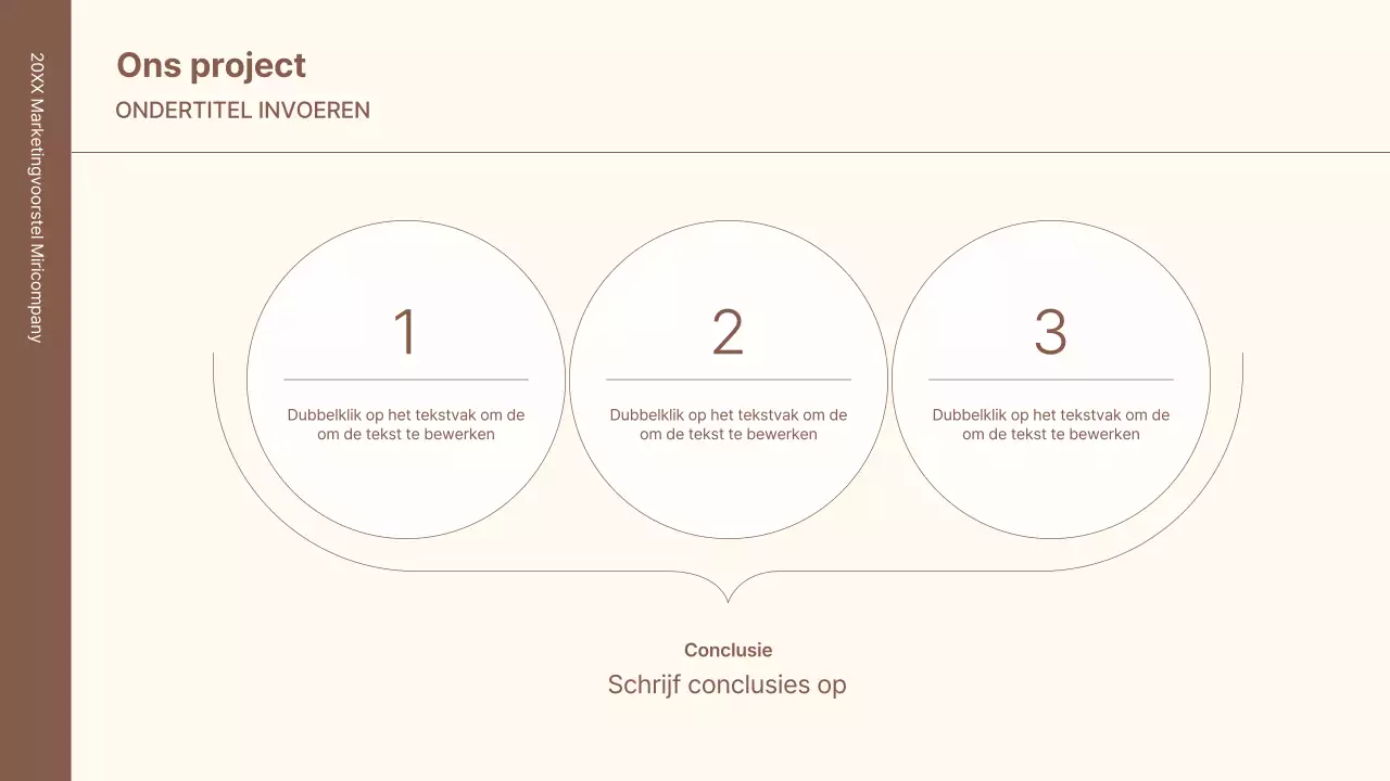 Een zakelijke conceptkit met minimalistische en eenvoudige lijnen in bruin.