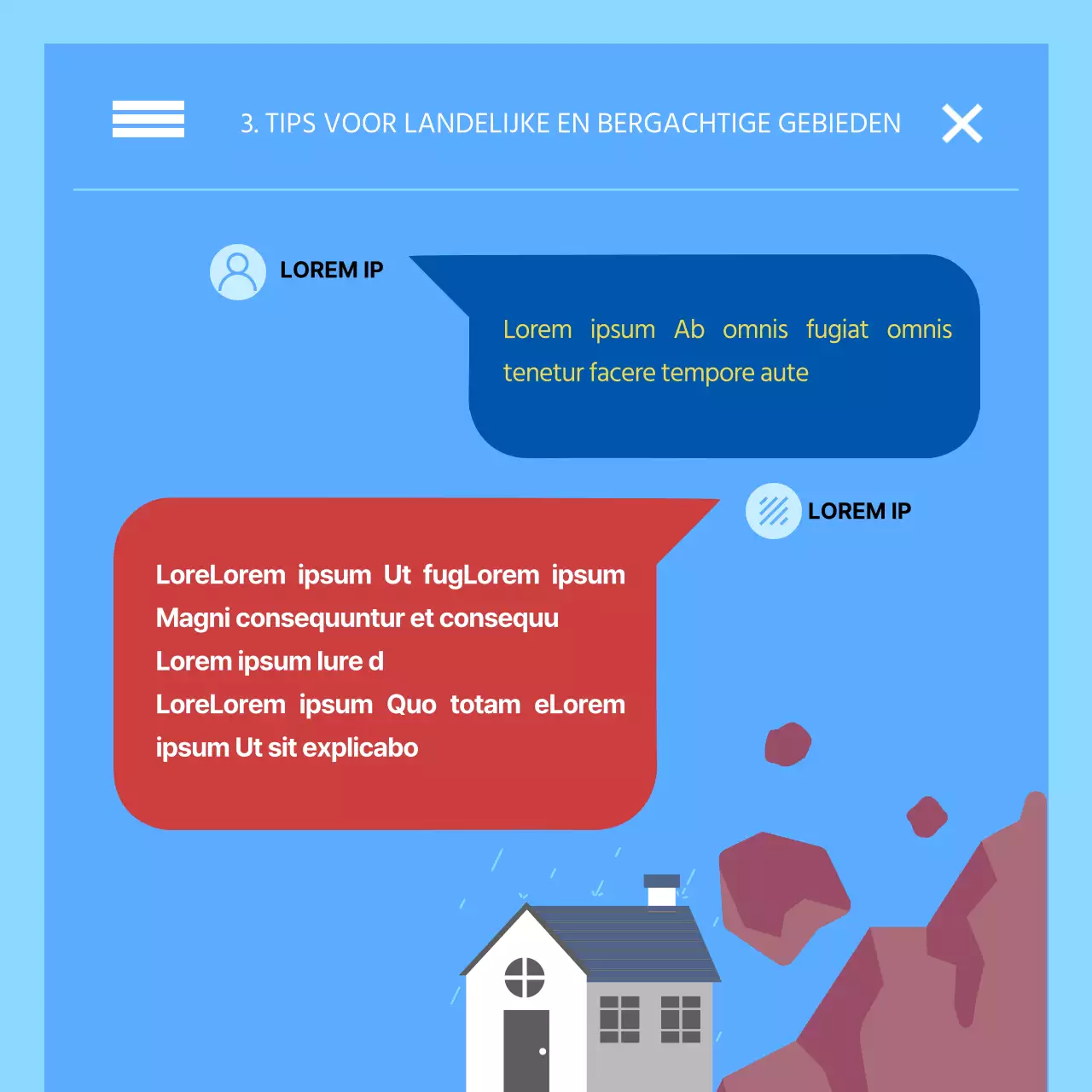 Trendy rood en blauw rampenalarm tekstconcept Zware regen waarschuwing informatie