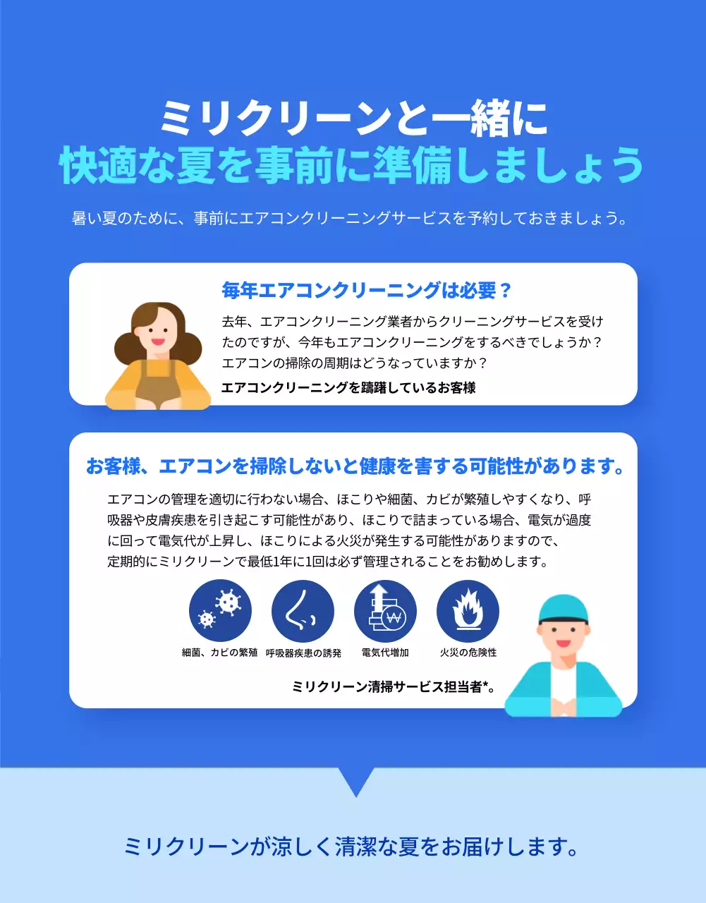 青 モダン クリーニング ポスター 詳細ページ