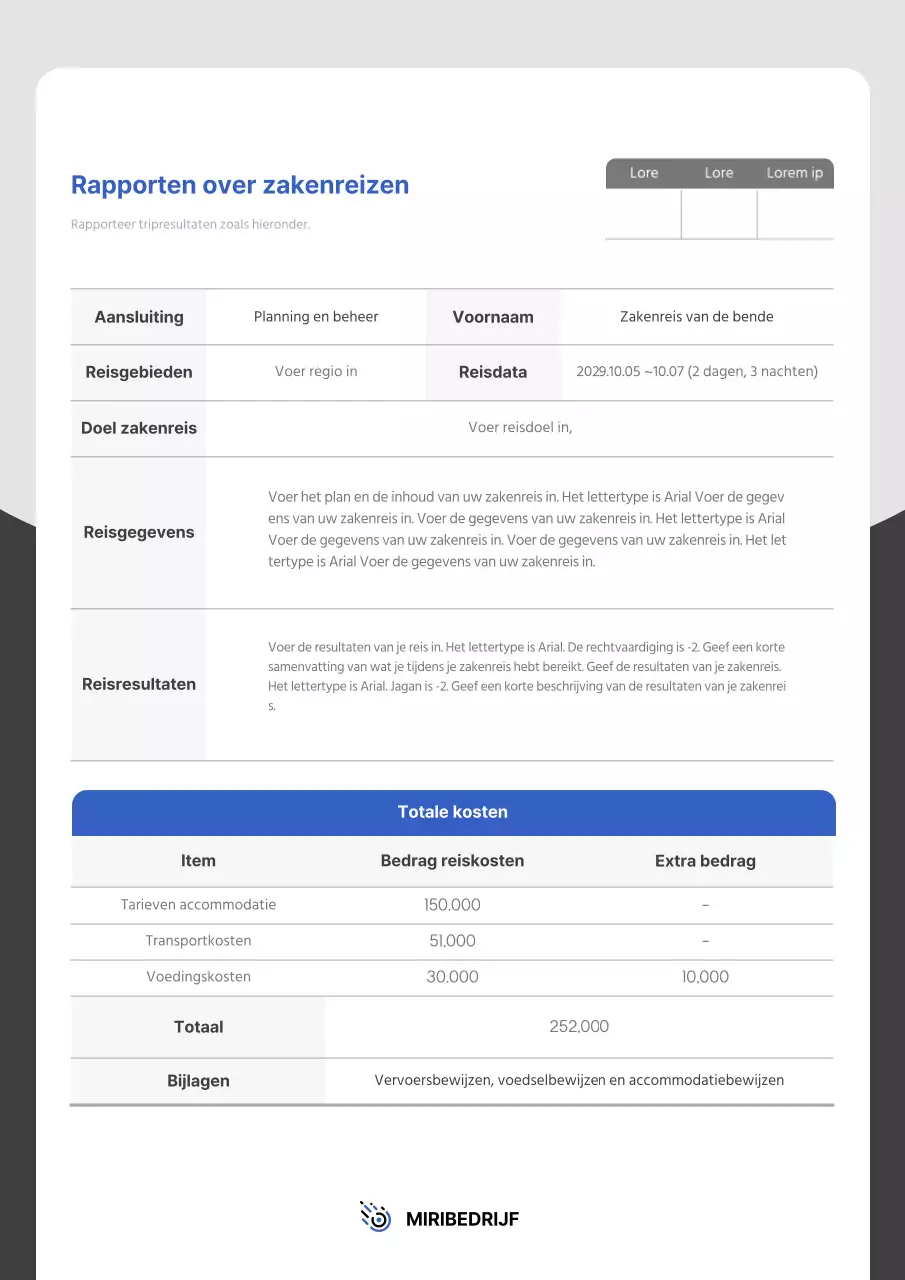 Zakenreisverslagen in blauw en grijs