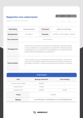 Zakenreisverslagen in blauw en grijs