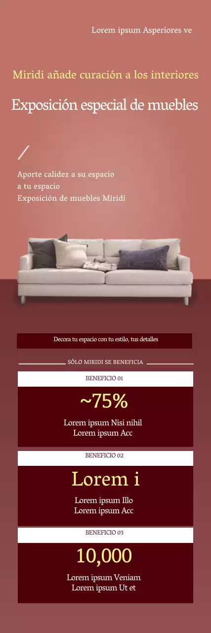 La foto rosa destaca el mobiliario limpio para promocionar el acontecimiento