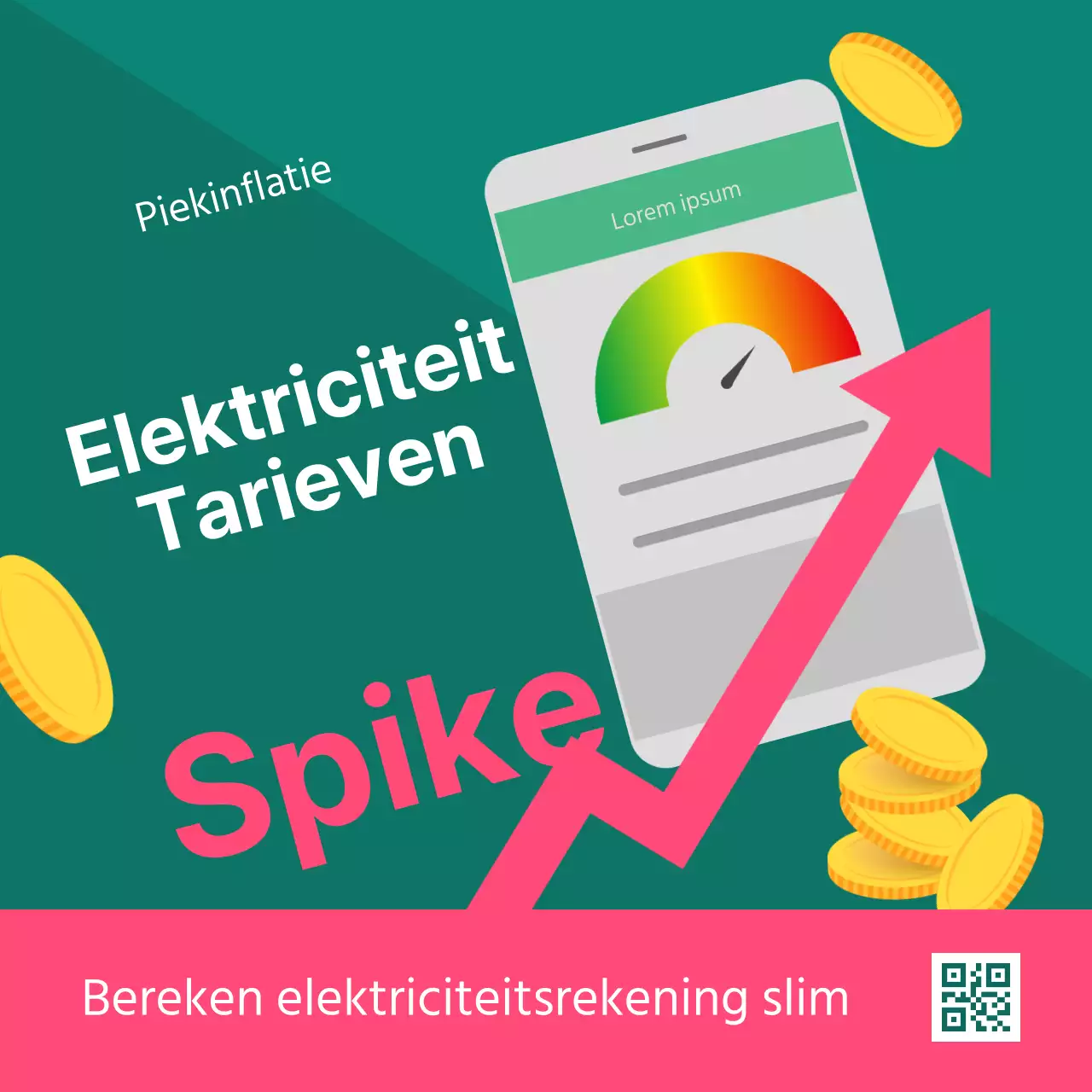Een eenvoudige elektriciteitsrekening in groen en roze