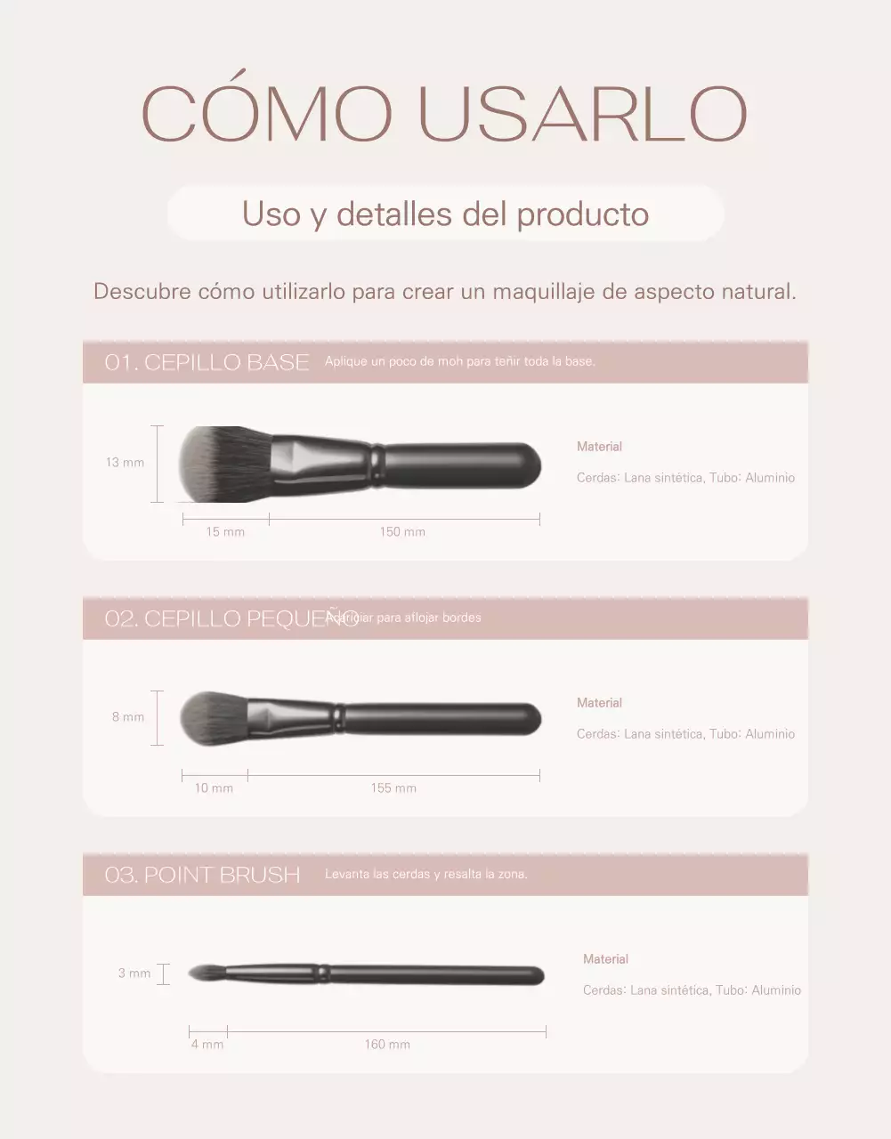 Pinceles de marketing con fondo marrón claro