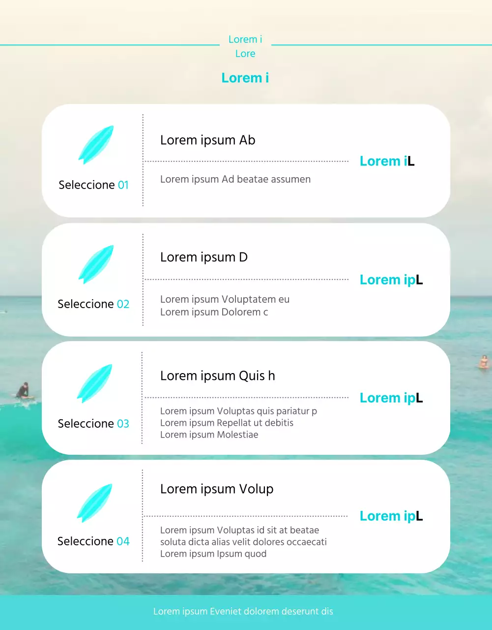 Página de detalles de surf refrescante y de color menta