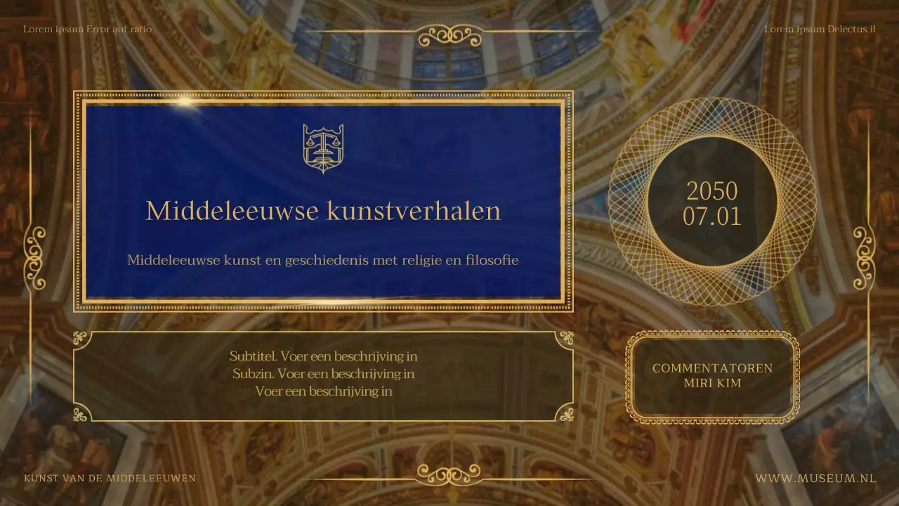 Middeleeuwse kunst ingelijst in bruin voor een stijlvolle look in promotiemateriaal