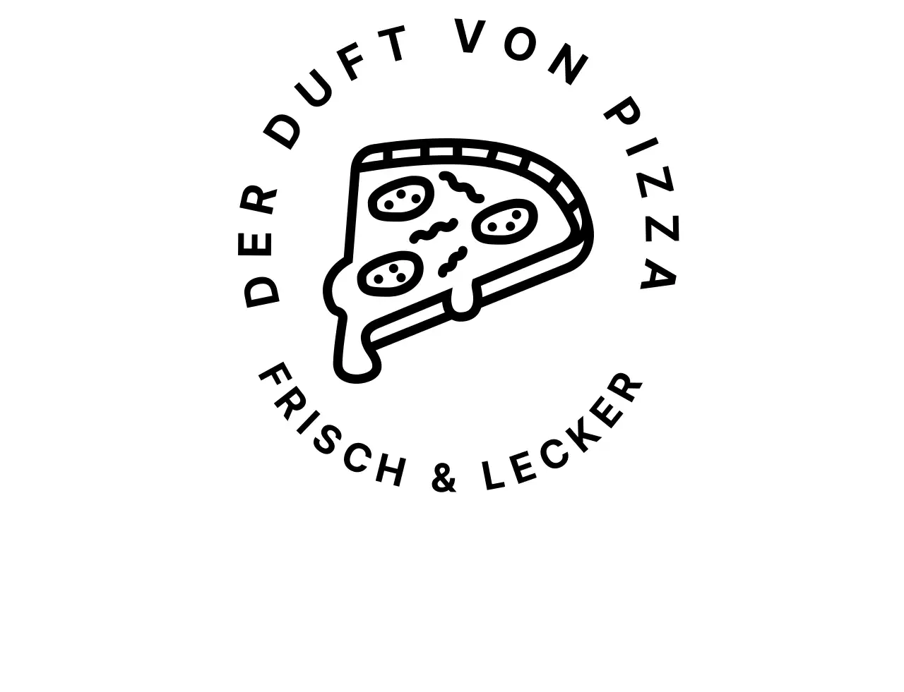 Symbolische Logo-Pizza mit schwarzem, sauberem Vintage-Abzeichen