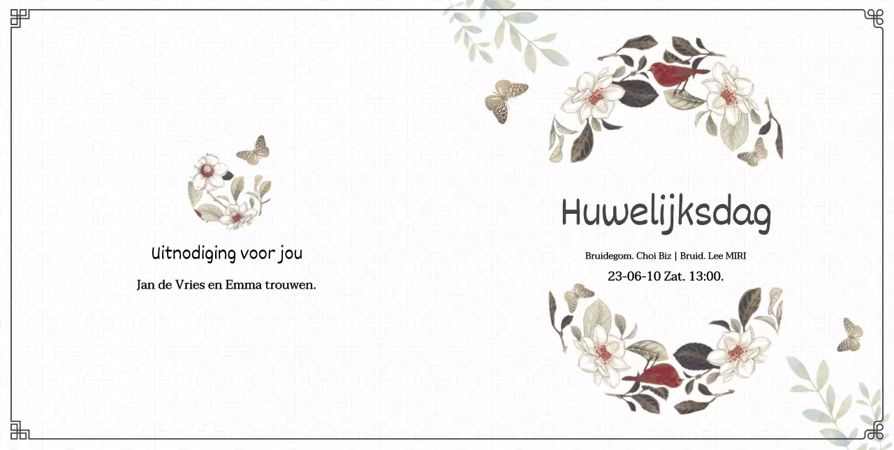 Traditionele witte en rode huwelijksuitnodigingen