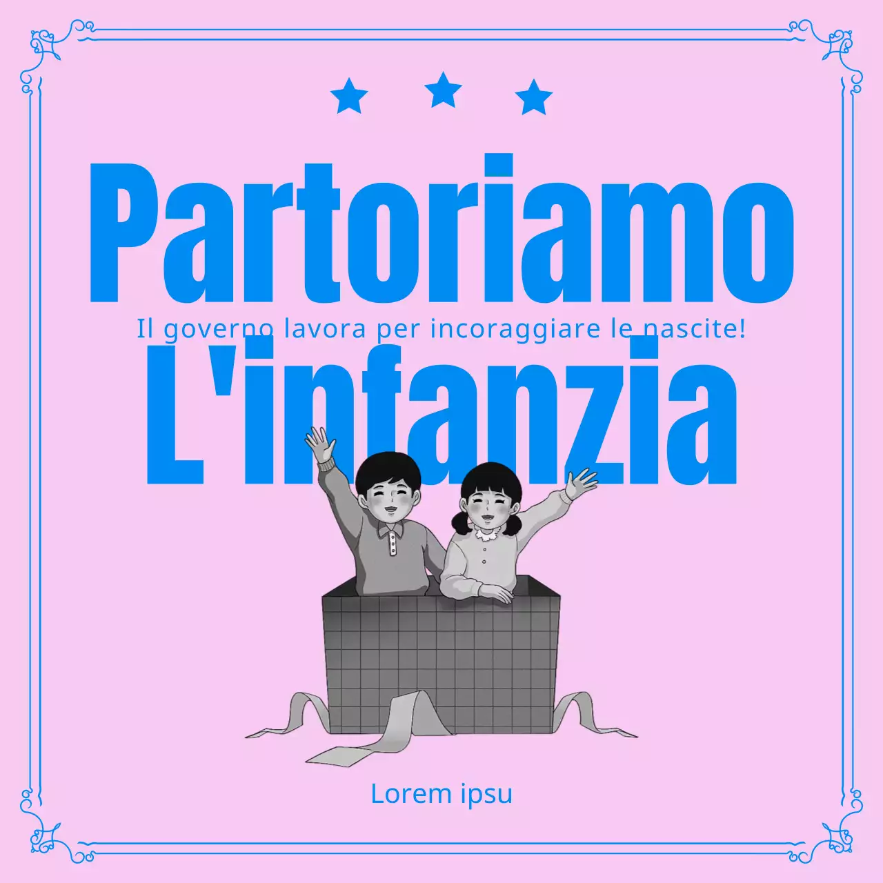 Politica demografica in rosa e blu CardNews