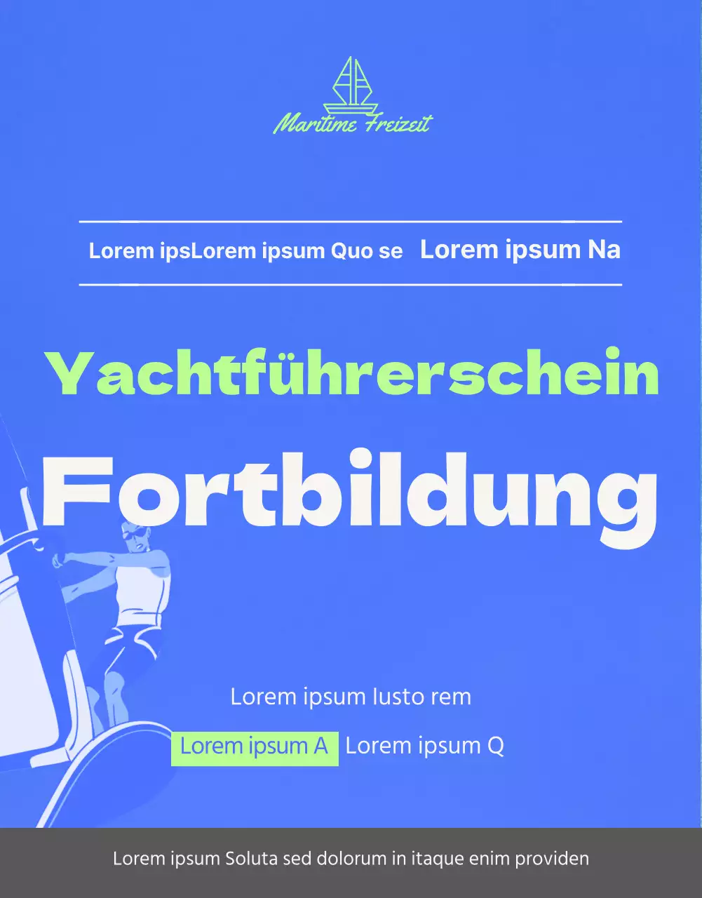 Ein Leitfaden für die Ausbildung zum Sportbootführerschein in den leuchtenden Farben Kalk und Blau