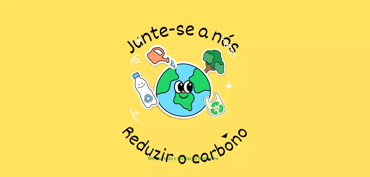 Ilustração ambiental amarela e gira para a campanha Save the Planet