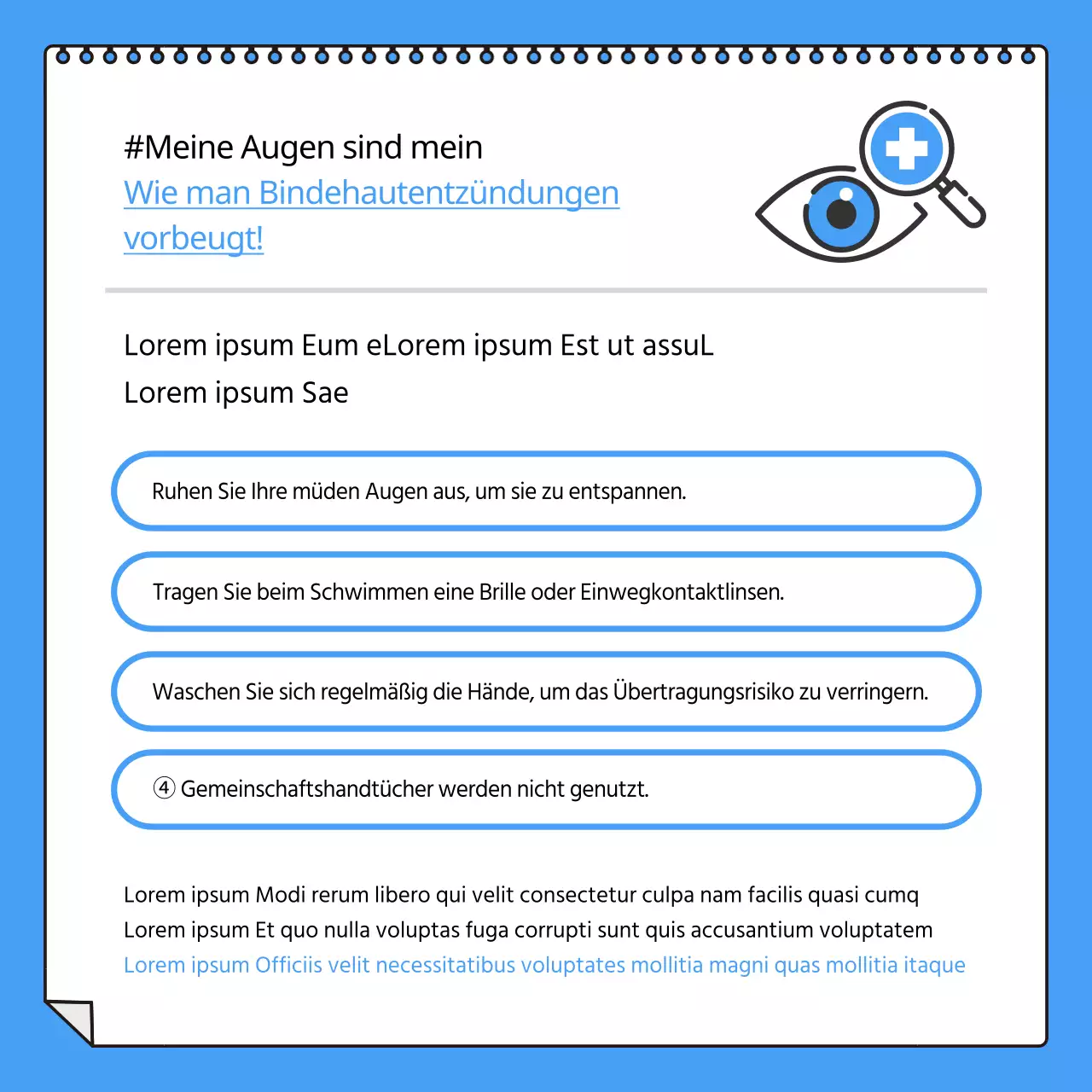 Blaue und weiße Bindehautentzündung CardNews