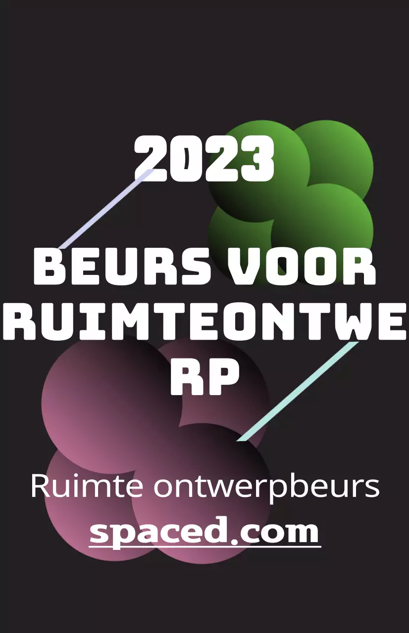Bevorder een ruimtelijke ontwerpbeurs met kleurrijke illustraties van vormen en tekst.